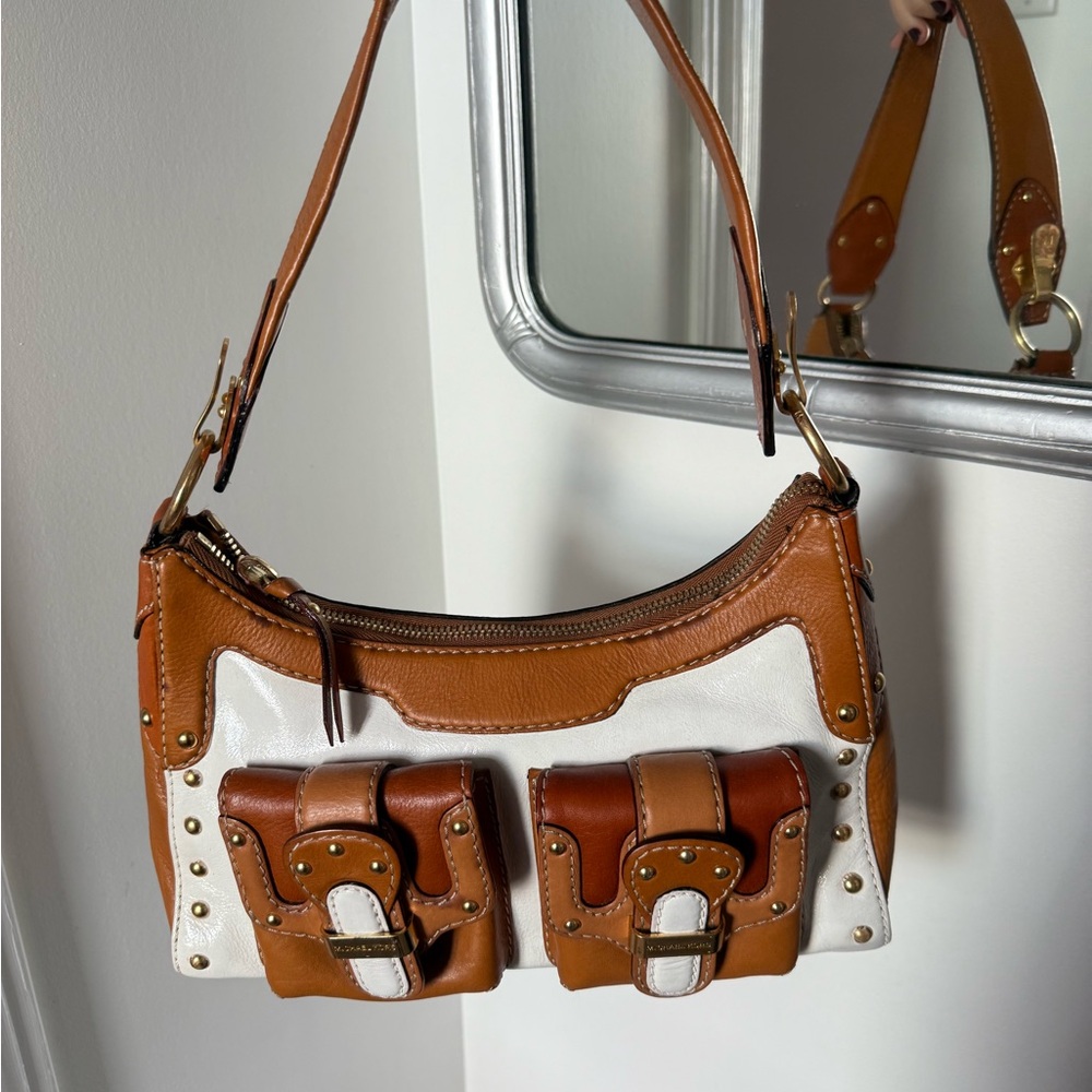 Michael Kors Tan and White Shoulder Bag